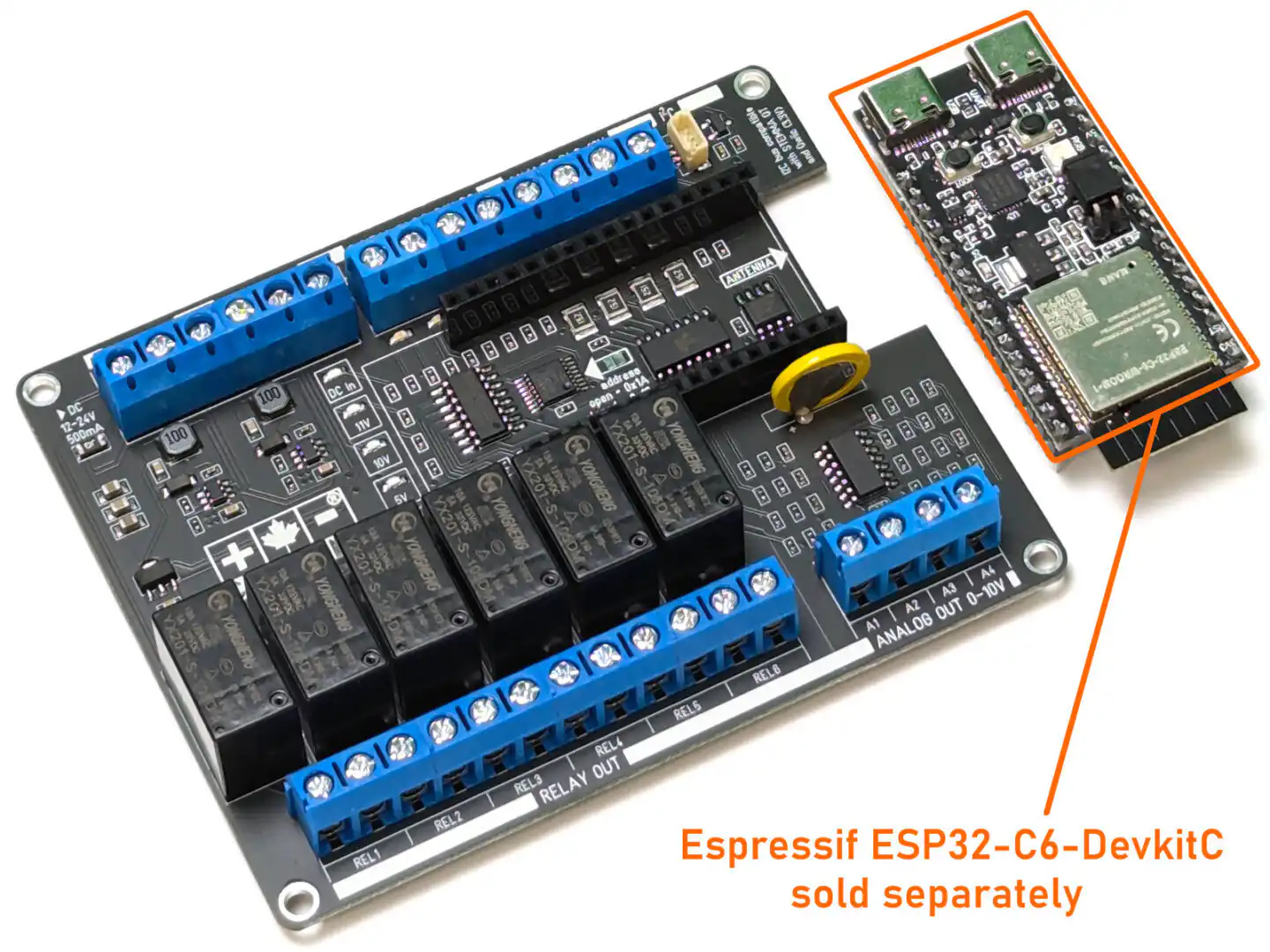 26942 | CANADUINO ESP32 PLC-100 V1 (for ESP32-C6-DevKitC)