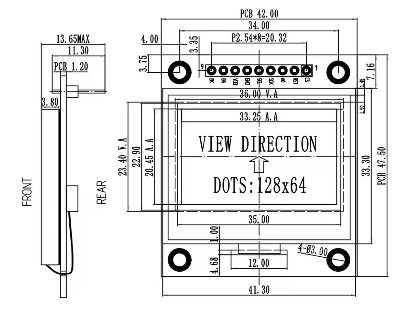 26954 | Graphic LCD GM12864 Black/White - SPI - ST7567 - 128x64 Pixel
