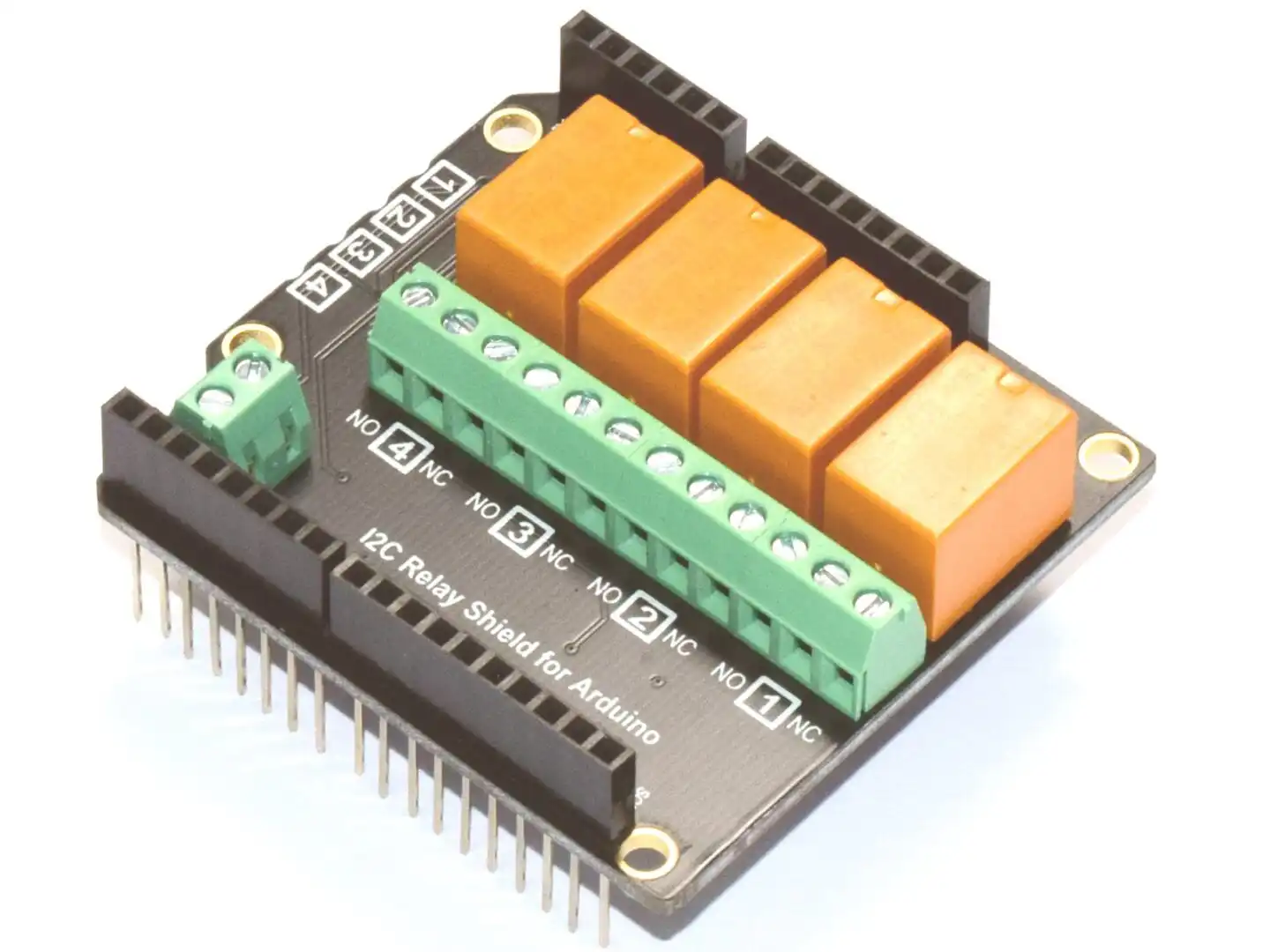 26698 | Stackable 4-Ch. I2C Relay Shield DIY Kit for Arduino