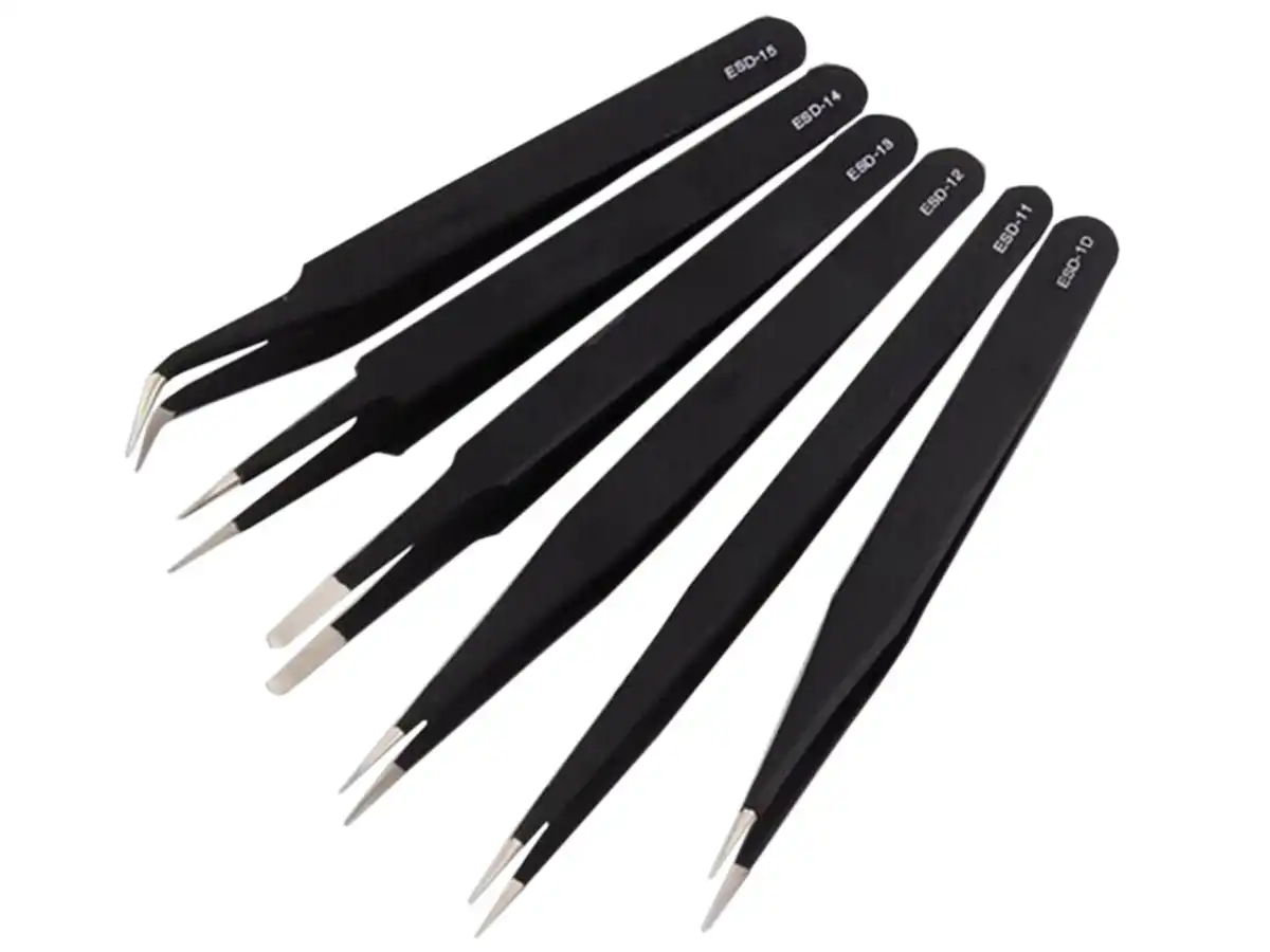26143 | 6 pcs. ESD SMD Electronics Tweezers, Anti-Static