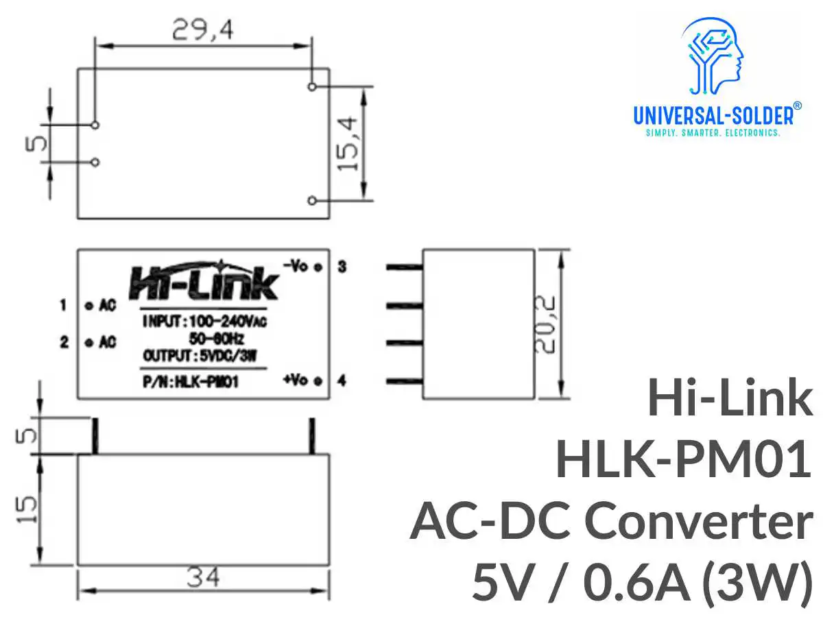 26144 | 3W AC-DC Converter 5V HLK-PM01 - 100-240VAC