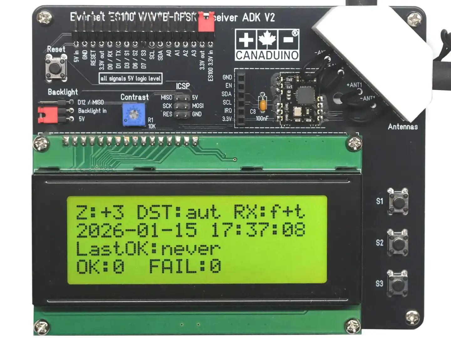 26522 | CANADUINO® EverSet ES100 ADK V2 Atomic Clock DIY kit for WWVB-BPSK