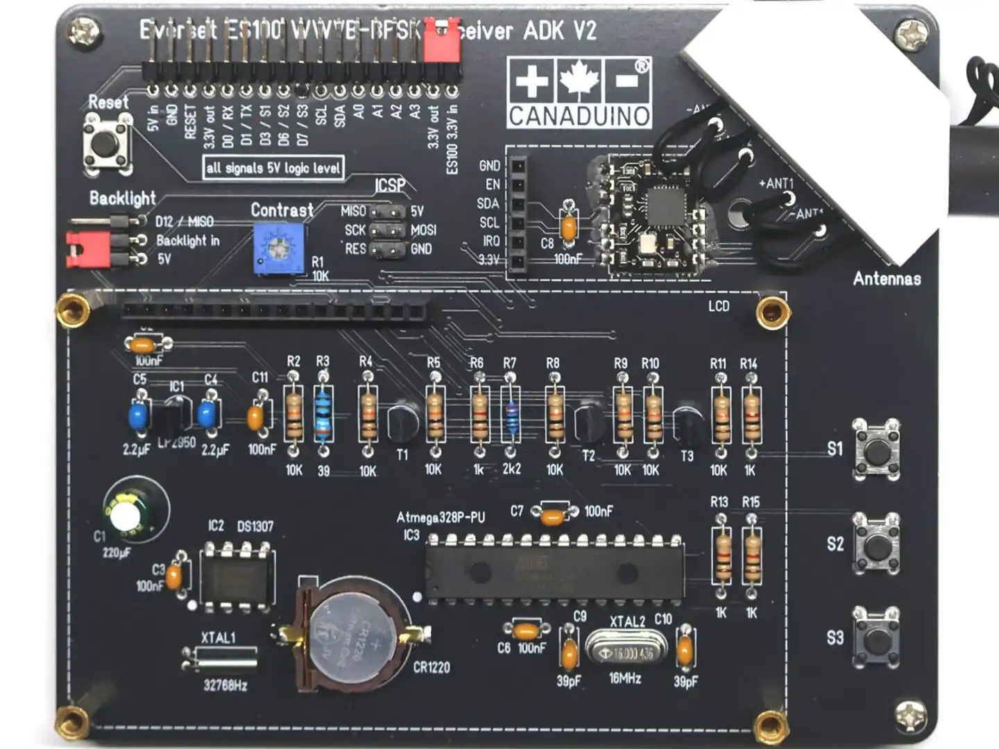 26522 | CANADUINO® EverSet ES100 ADK V2 Atomic Clock DIY kit for WWVB-BPSK
