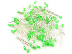 26061 | 100 x LED Green 3mm Round - Tinted - Clear - Standard Package T-1