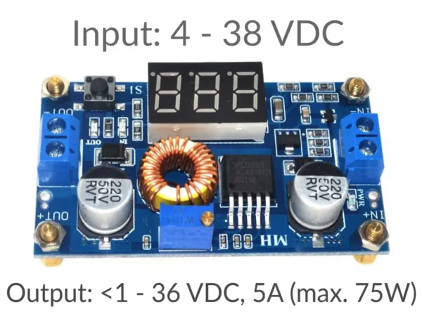 Adjustable DC-DC Switching Converter 5A 75W, LED Display
