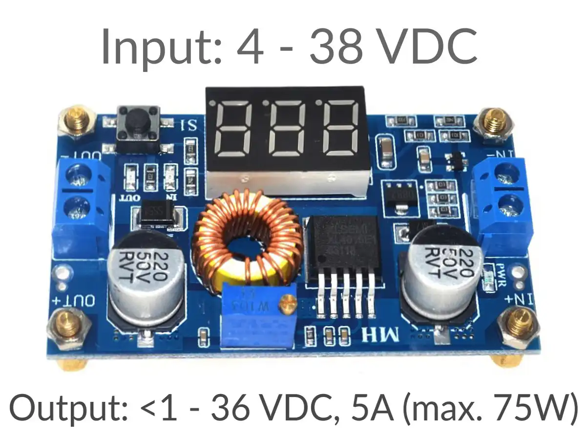 26141 | Adjustable DC-DC Switching Converter 5A 75W, LED Display