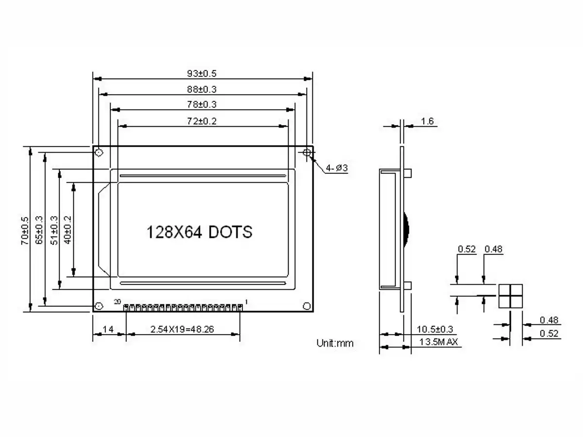26140 | 128x64 Graphic LCD (Blue) LCM12864 - SPI - ST7920